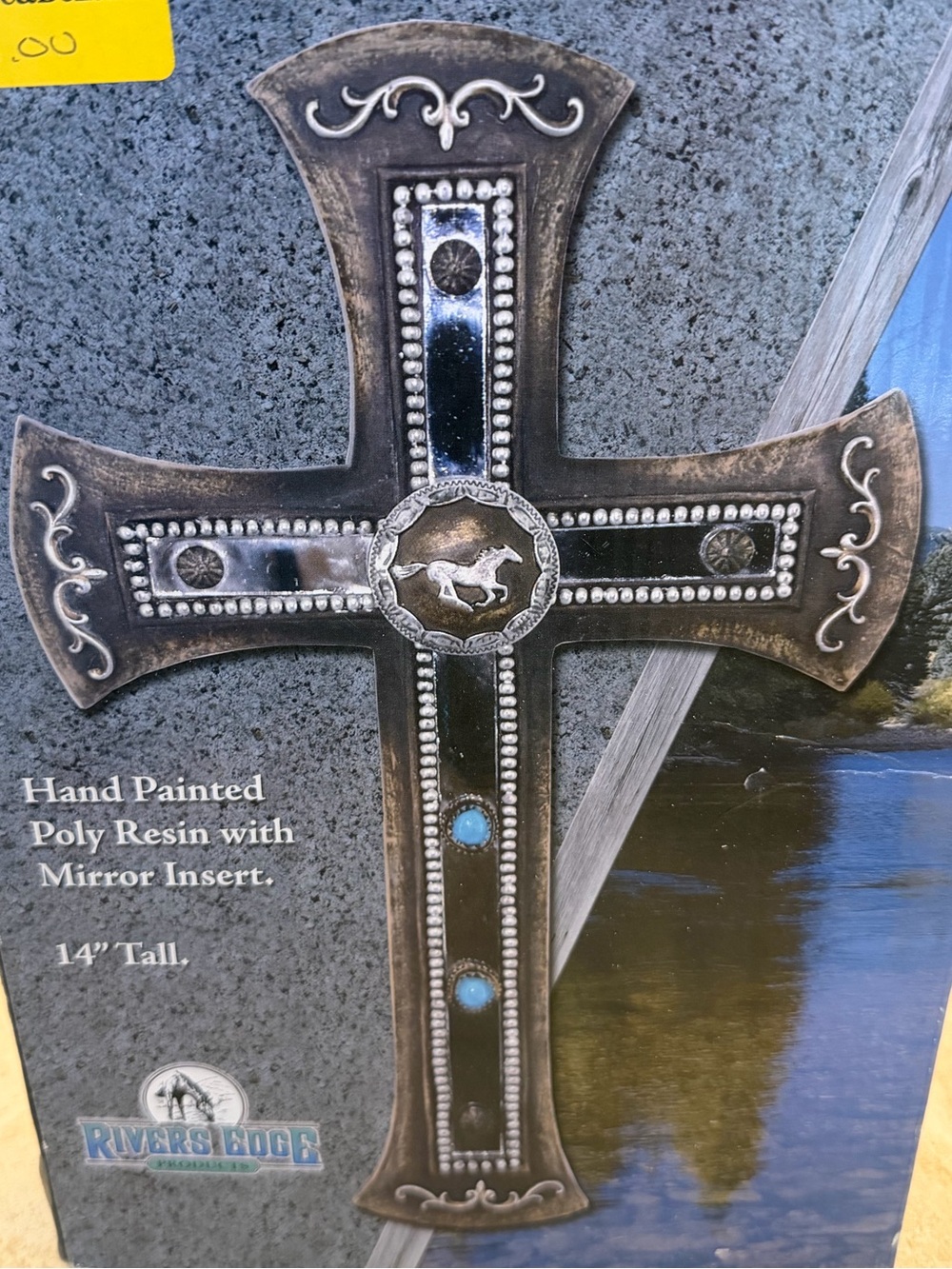 Decorative Rustic Cross Wall Accent with Mirror Insets